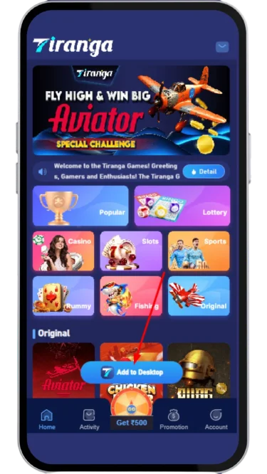 Click on Add to desktop